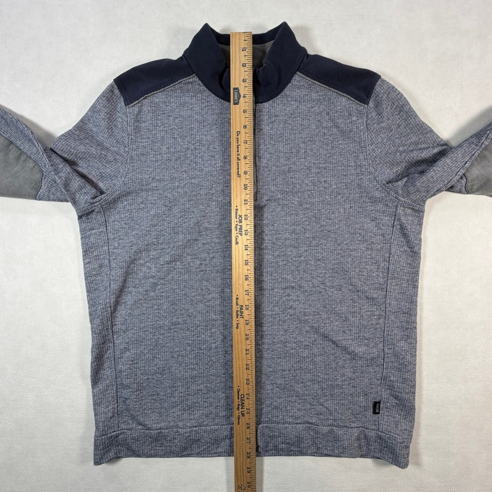 Hugo Boss Piceno 33 Mens XXL Blue Gray Quarter Zip Pullover Elbow Patches - Picture 5 of 15